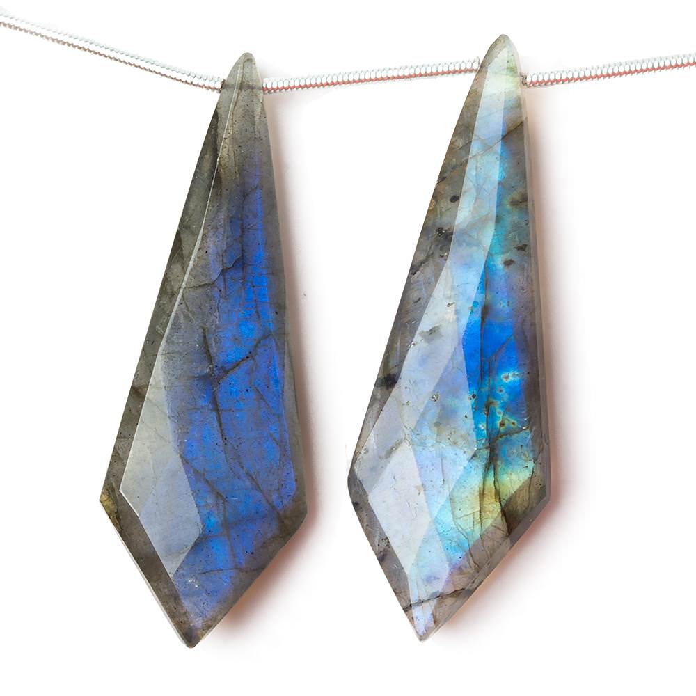45x15x6mm Labradorite top drilled faceted Kite beads 4 inch 5 pieces AA - Beadsofcambay.com