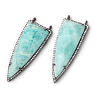 45x18mm Black Gold Bezel CZ & Amazonite Faceted Point Pendant 1 focal bead - Beadsofcambay.com