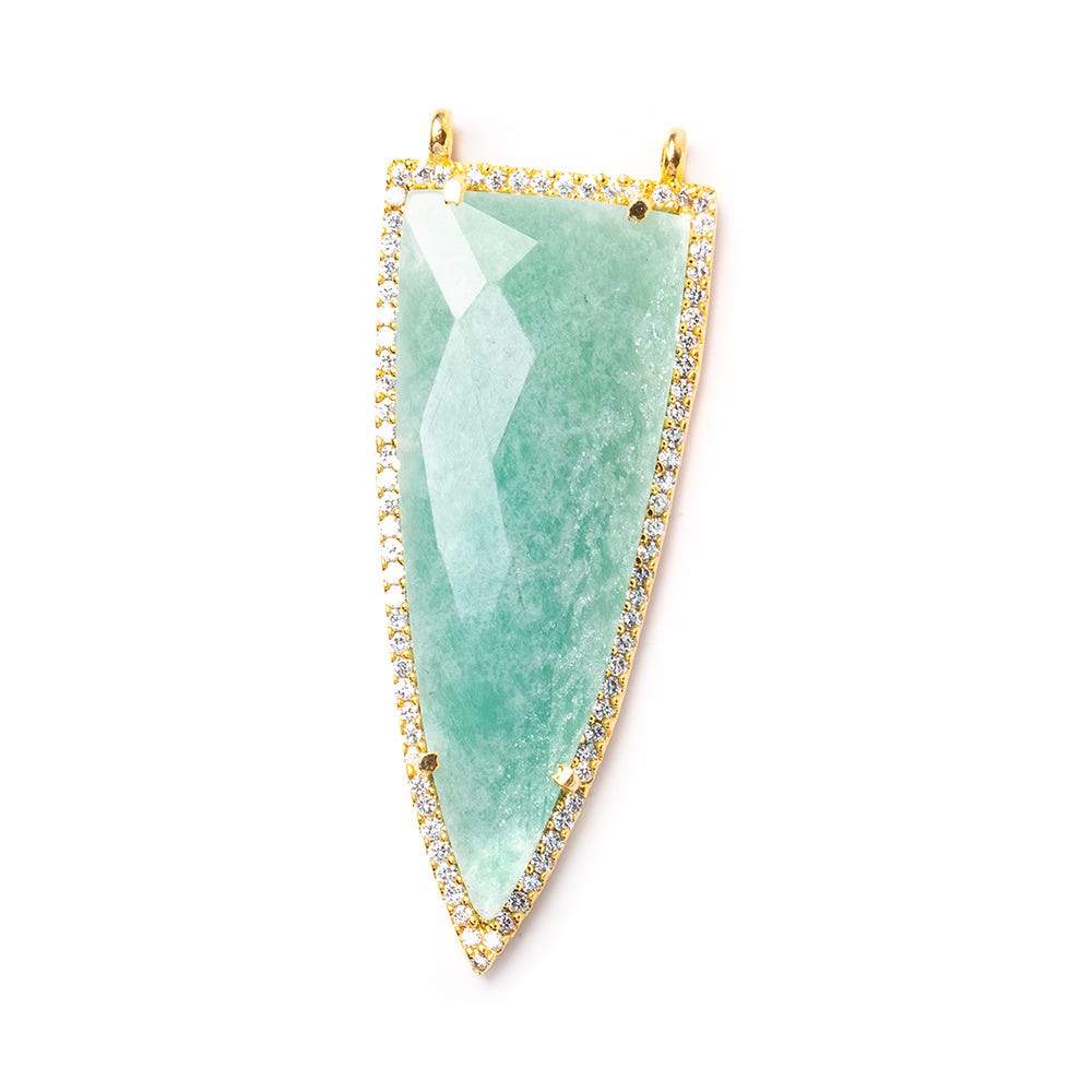 45x18mm Gold Bezel CZ & Amazonite Faceted Point Pendant 1 focal bead - Beadsofcambay.com