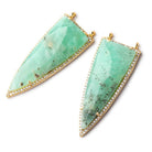 45x18mm Vermeil Bezel CZ & Chrysoprase and Matrix Faceted Point Pendant 1 focal bead - Beadsofcambay.com