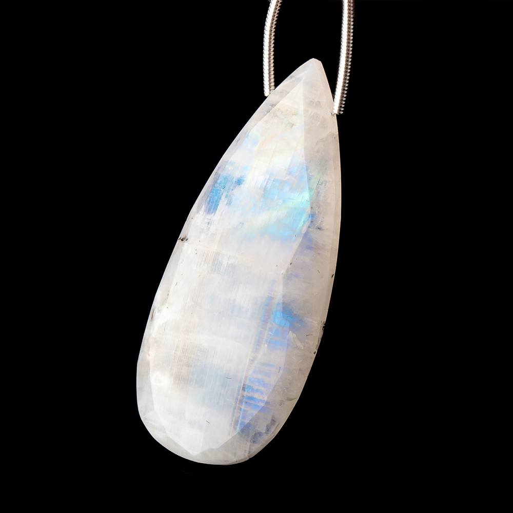45x20mm Rainbow Moonstone Faceted Pear Focal Bead 1 piece - Beadsofcambay.com