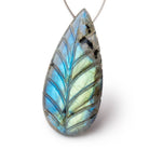 45x22mm Blue Flash Labradorite Carved Pear Focal 1 Bead - Beadsofcambay.com