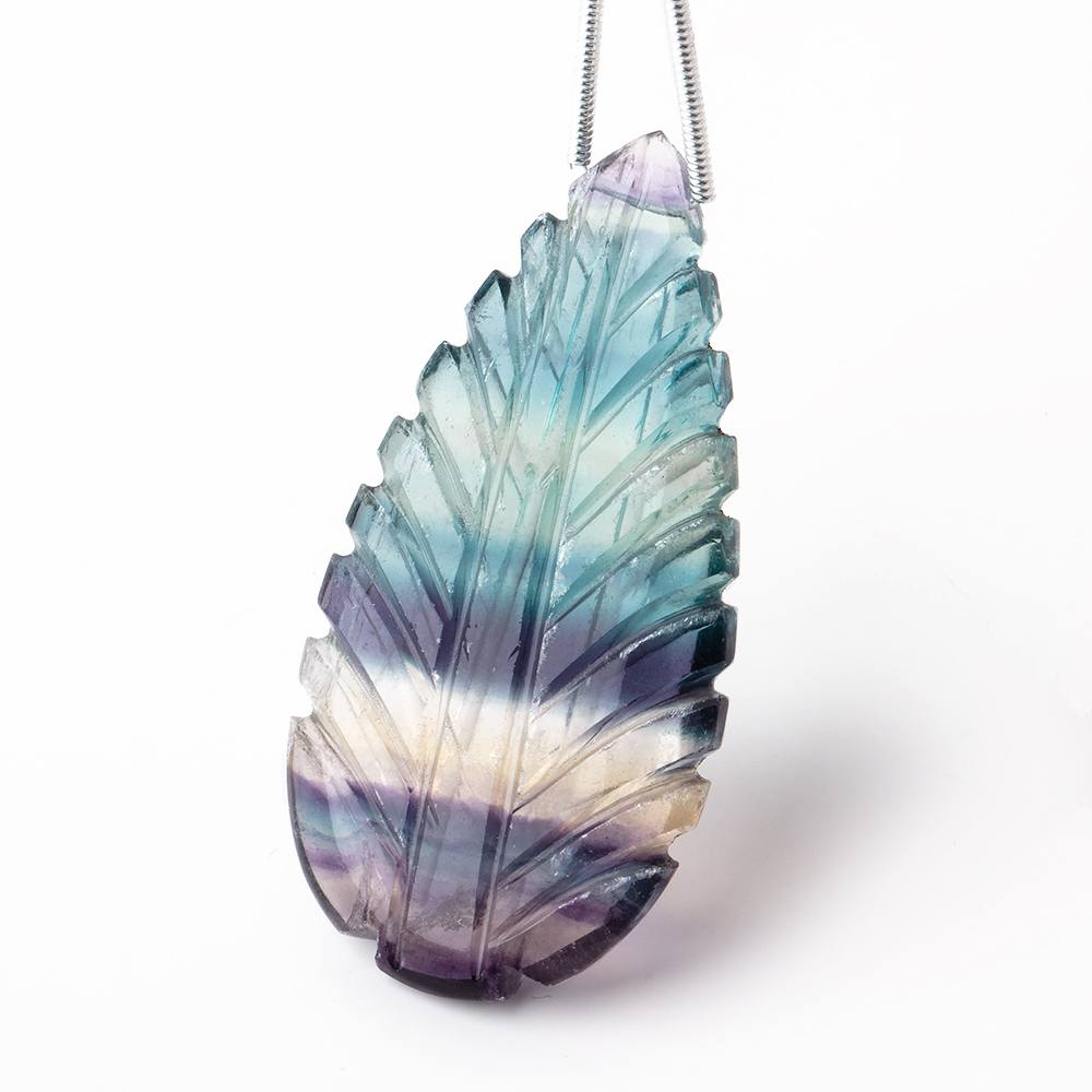 45x22mm Fluorite Hand Carved Pear Focal Bead 1 piece - Beadsofcambay.com