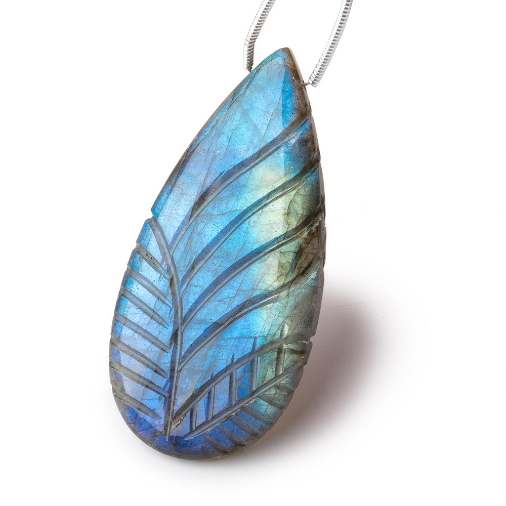 45x22mm Labradorite Carved Pear 1 Focal Bead - Beadsofcambay.com