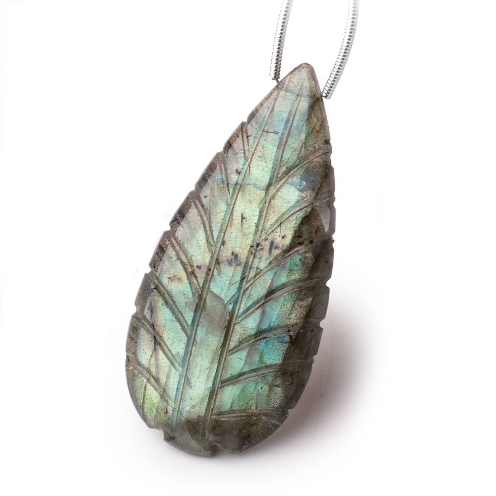 45x22mm Labradorite Hand Carved Pear Focal 1 Bead - Beadsofcambay.com