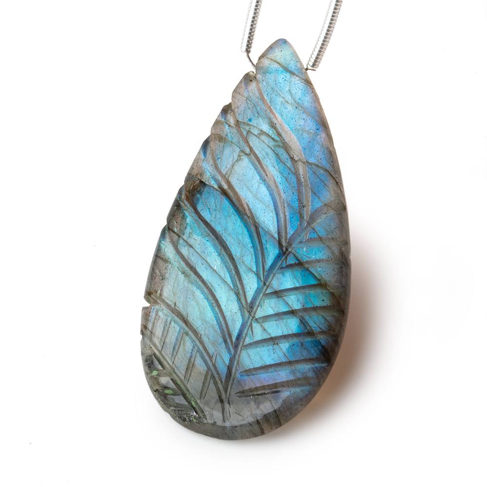 45x22mm Multi Color Labradorite Carved Pear Focal 1 Bead - Beadsofcambay.com