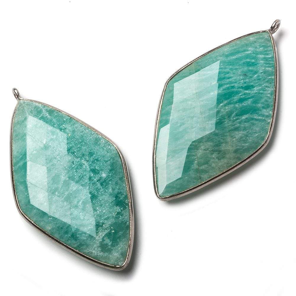 45x24mm Black Gold .925 Bezel Amazonite faceted Kite Pendant 1 piece - Beadsofcambay.com