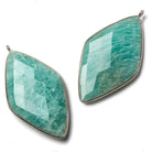 45x24mm Black Gold .925 Bezel Amazonite faceted Kite Pendant 1 piece - Beadsofcambay.com