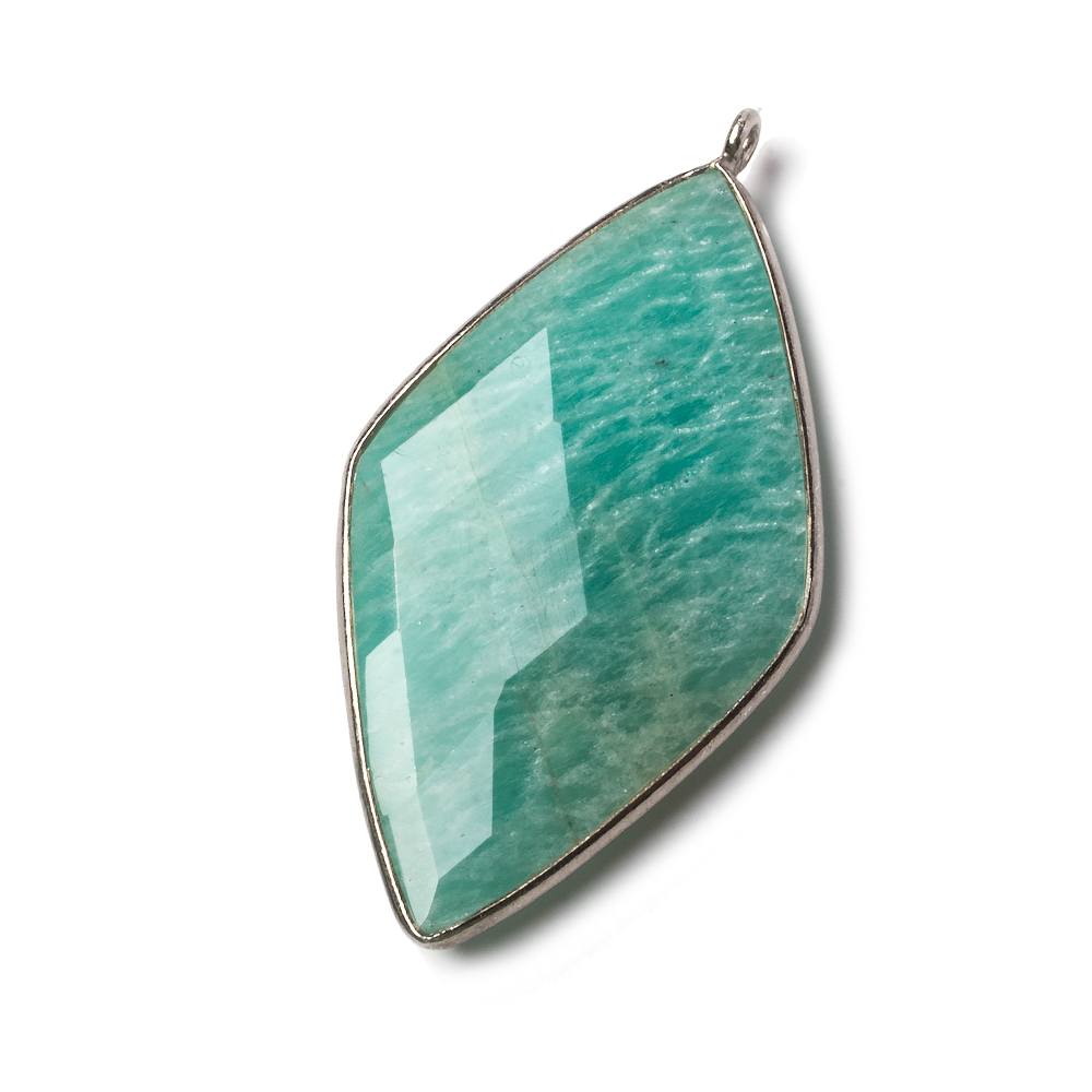 45x24mm Black Gold .925 Bezel Amazonite faceted Kite Pendant 1 piece - Beadsofcambay.com