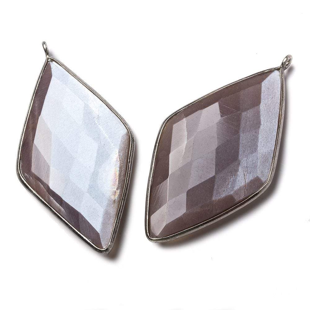 45x24mm Black Gold .925 Bezel Chocolate Moonstone faceted Kite Pendant 1 piece - Beadsofcambay.com