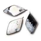 45x24mm Black Gold .925 Bezel Opaque Dendritic Opal faceted Kite Pendant 1 piece - Beadsofcambay.com