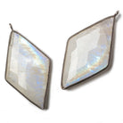 45x24mm Dark Silver Bezel Rainbow Moonstone faceted Kite Pendant 1 piece - Beadsofcambay.com