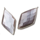 45x24mm Silver Bezel Chocolate Moonstone faceted Kite Pendant 1 piece - Beadsofcambay.com