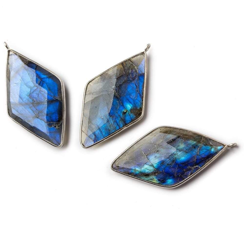 45x24mm Silver Bezel Labradorite faceted Kite Pendant 1 piece - Beadsofcambay.com