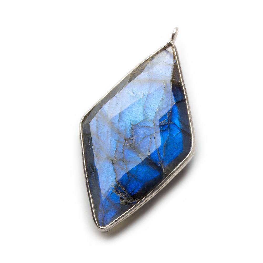 45x24mm Silver Bezel Labradorite faceted Kite Pendant 1 piece - Beadsofcambay.com