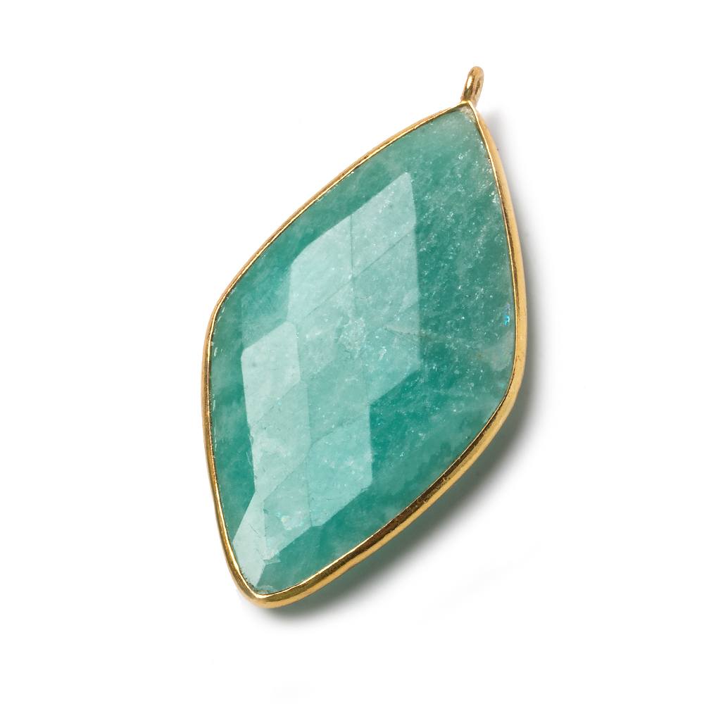 45x24mm Vermeil Bezel Amazonite faceted Kite Pendant 1 piece - Beadsofcambay.com