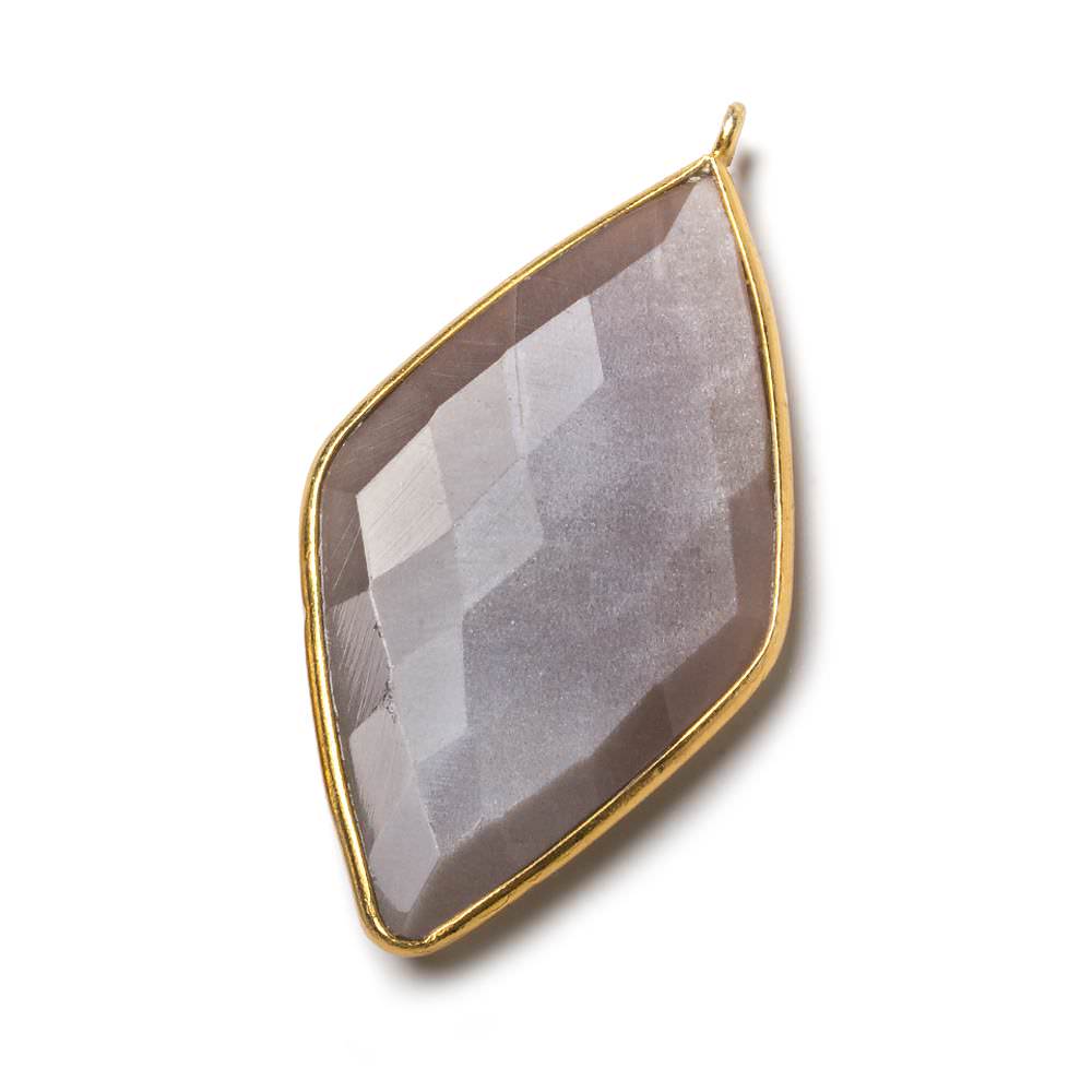 45x24mm Vermeil Bezel Chocolate Moonstone faceted Kite Pendant 1 piece - Beadsofcambay.com