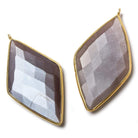45x24mm Vermeil Bezel Chocolate Moonstone faceted Kite Pendant 1 piece - Beadsofcambay.com