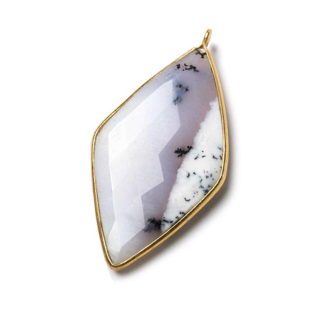 45x24mm Vermeil Bezel Dendritic Opal faceted Kite Pendant 1 piece - Beadsofcambay.com