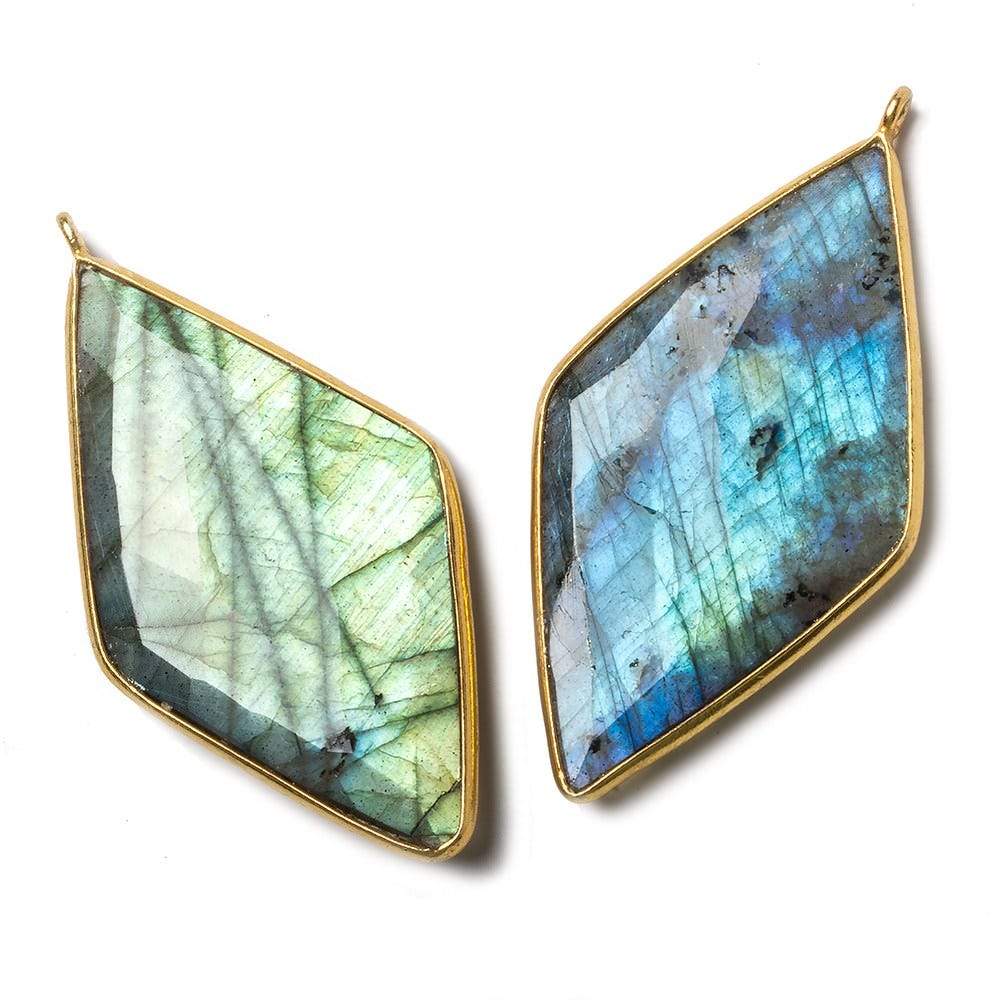 45x24mm Vermeil Bezel Labradorite faceted Kite Pendant 1 piece - Beadsofcambay.com