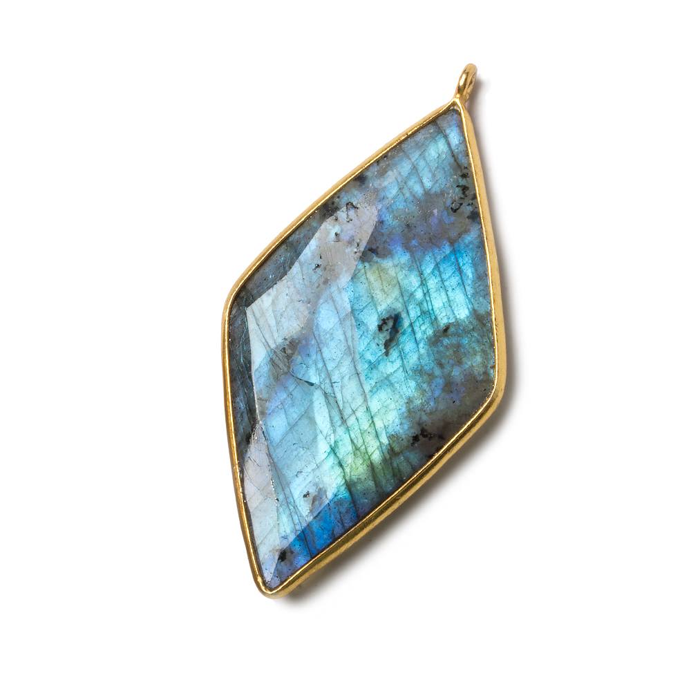 45x24mm Vermeil Bezel Labradorite faceted Kite Pendant 1 piece - Beadsofcambay.com