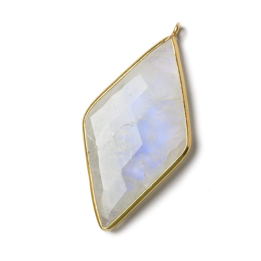 44x25mm Vermeil Bezel Rainbow Moonstone faceted Kite Pendant 1 piece - Beadsofcambay.com