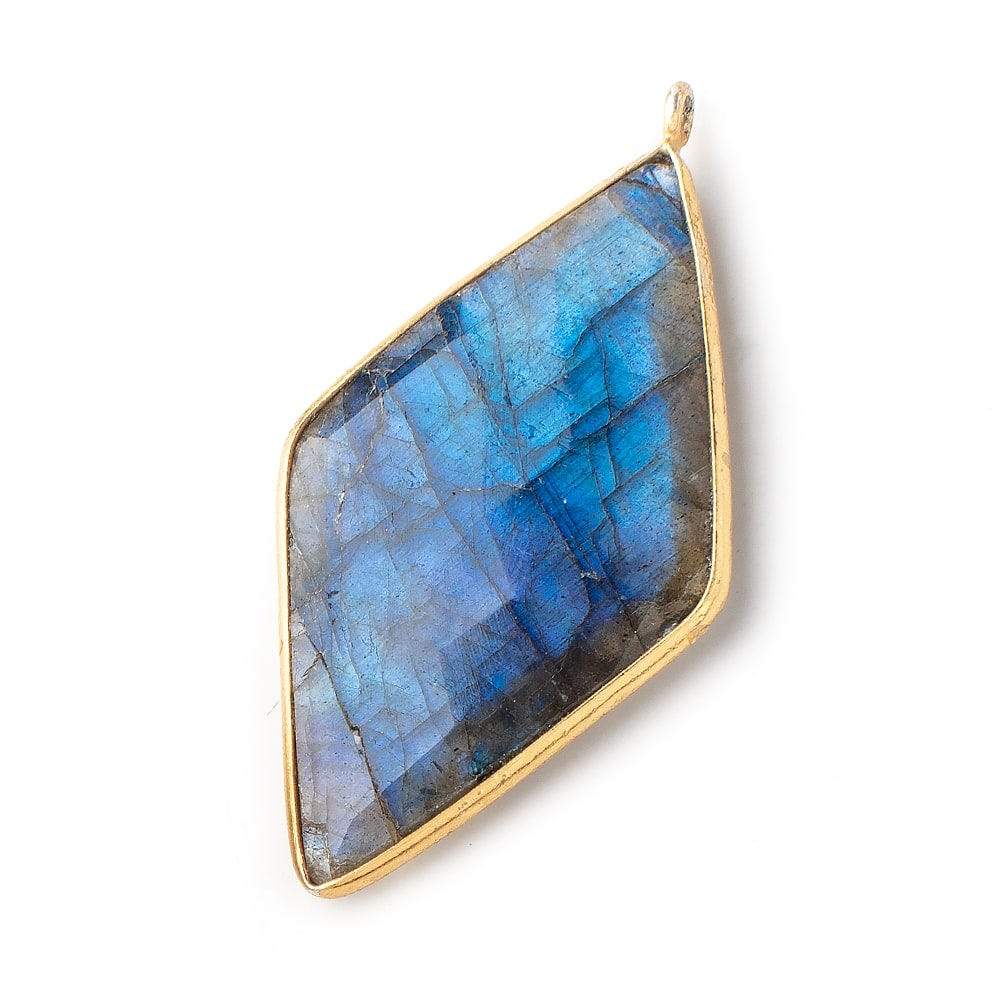 45x24mm Vermeil Bezeled Labradorite Faceted Kite Pendant 1 Piece - Beadsofcambay.com