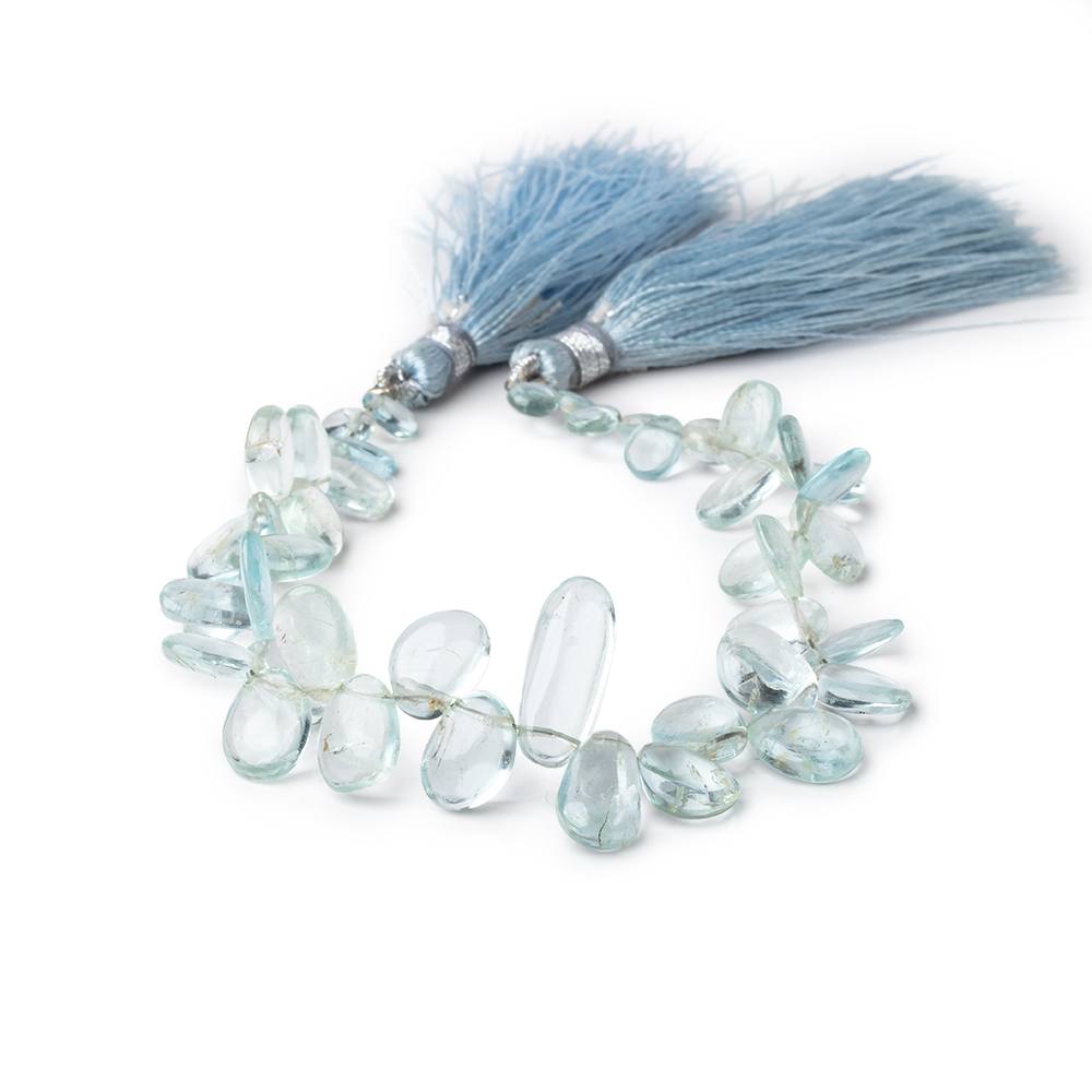 4.5x3-13x9mm Aquamarine Plain Freeshape Beads 6.5 inch 38 pieces - Beadsofcambay.com