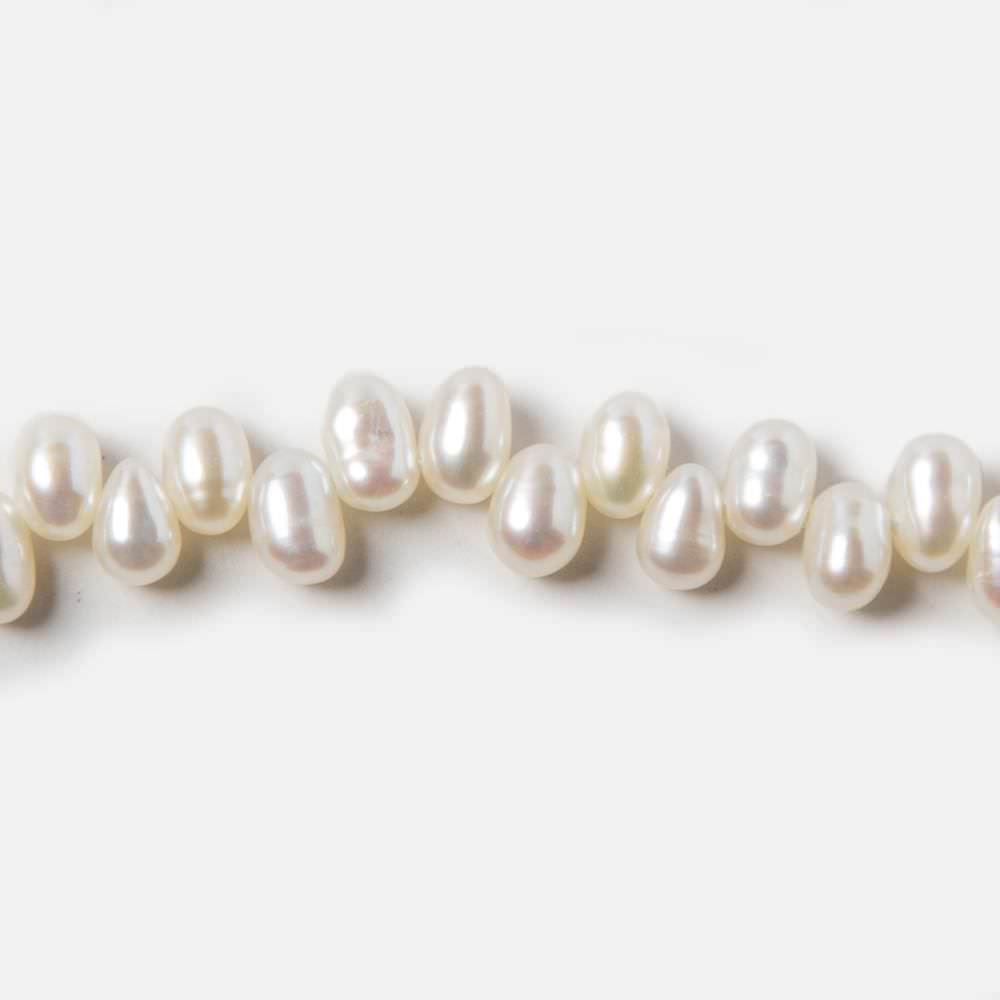 4.5x3-5x3mm White Top Drilled Oval Freshwater Pearls 16 inch 141 pieces - Beadsofcambay.com