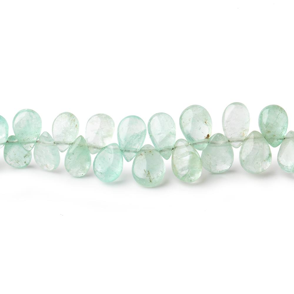 4.5x3-6.5x5mm Colombian Emerald plain pear beads 8 inch 77 pieces - Beadsofcambay.com