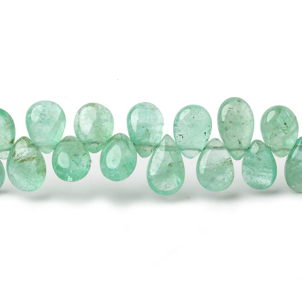 4.5x3-7.5x5mm Colombian Emerald plain pears 7.5 inch 67 beads - Beadsofcambay.com