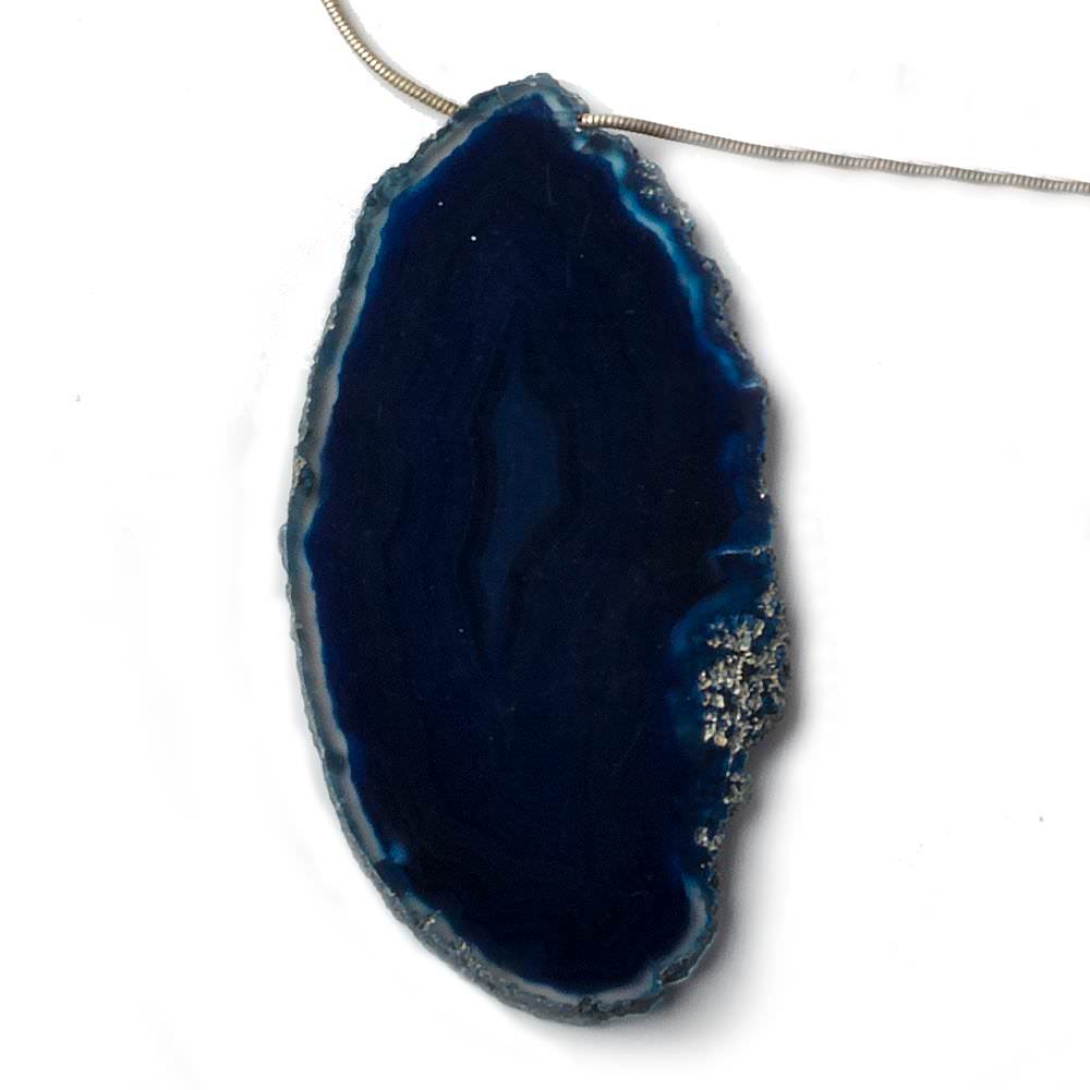 45x32-77x38mm Aegean Blue Agate Polished Slice Beads 5 pieces - Beadsofcambay.com