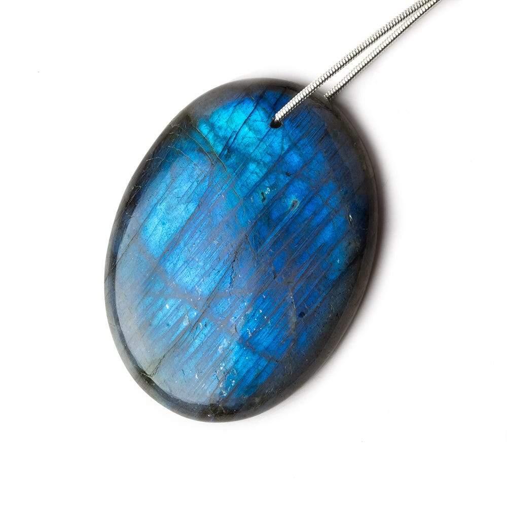 45x34x7.5mm Neon Blue Labradorite plain oval focal bead 1 piece AAA - Beadsofcambay.com