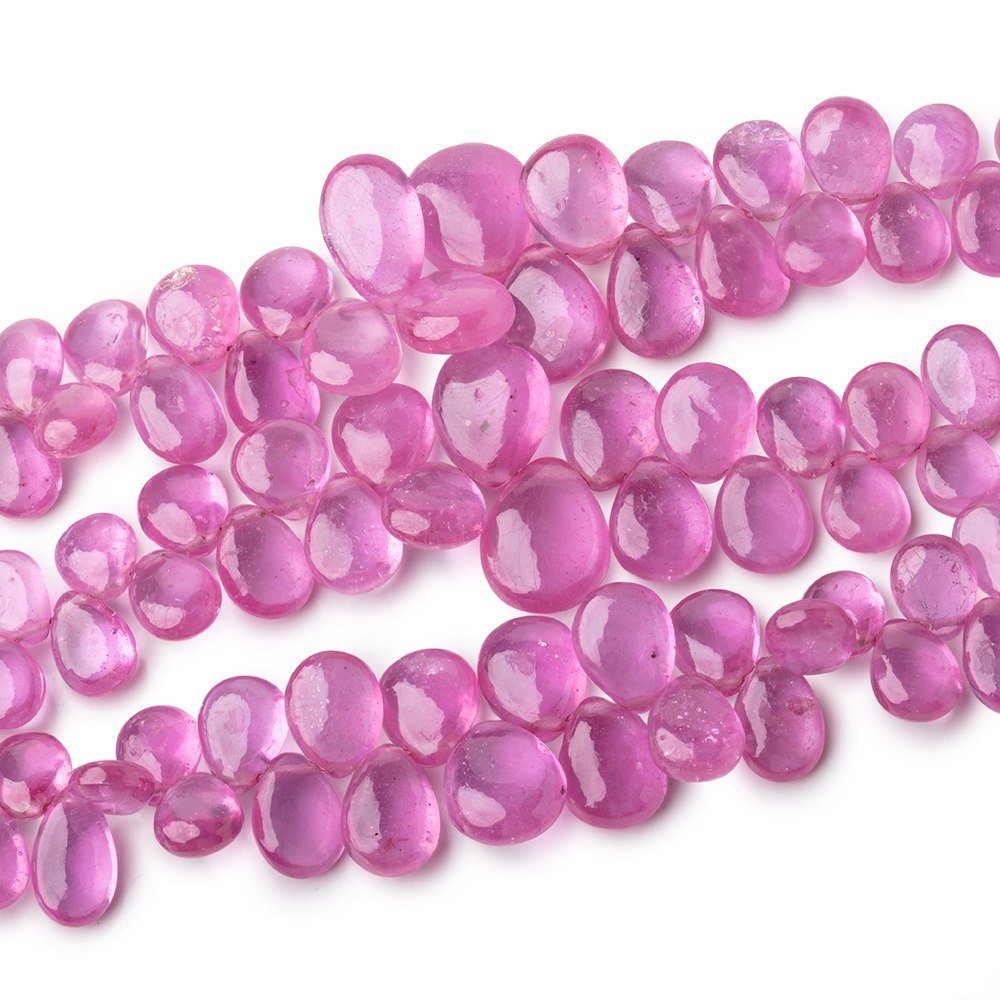 4.5x4-10x8mm Pink Sapphire Plain Pear Beads Set of 3 Strands AAA - Beadsofcambay.com