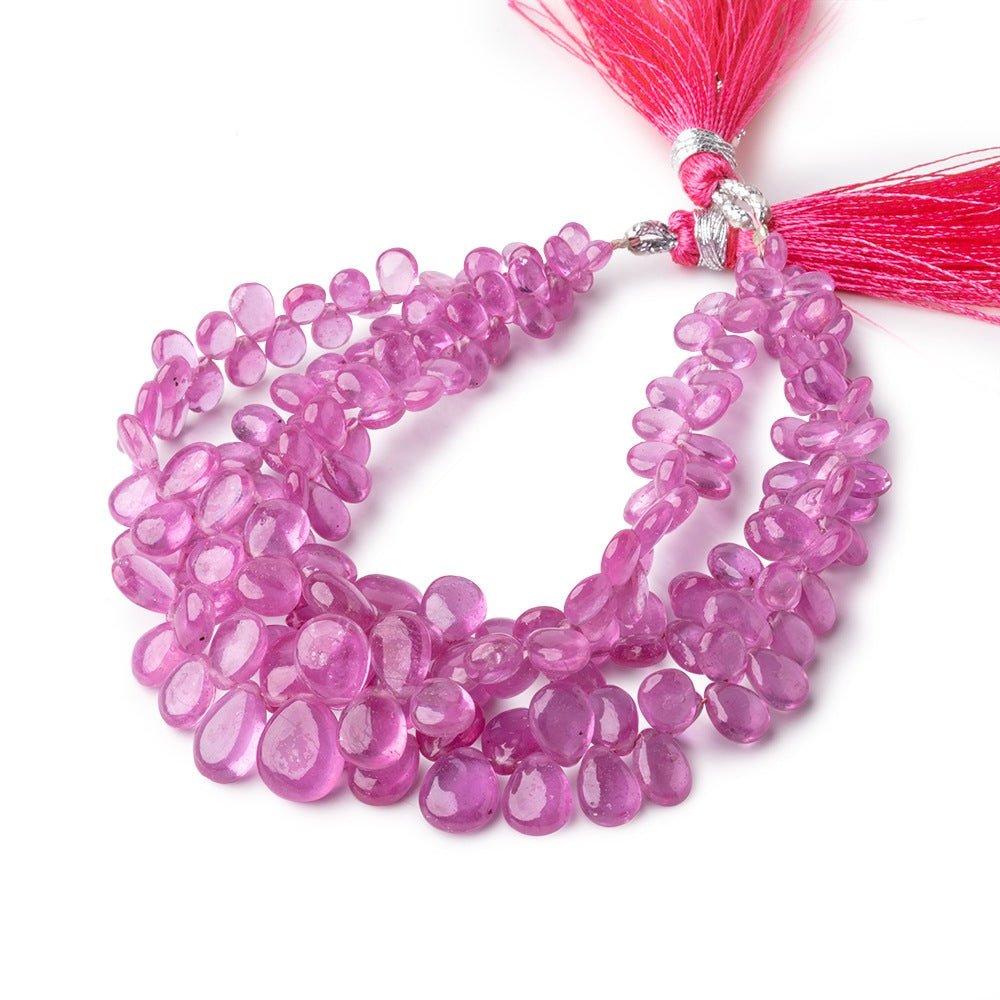 4.5x4-10x8mm Pink Sapphire Plain Pear Beads Set of 3 Strands AAA - Beadsofcambay.com