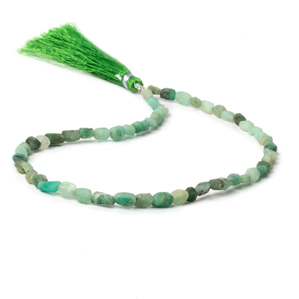 4.5x4-6x4.5mm Matte Colombian Emerald tumbled plain nuggets 12 inch 54 beads A - Beadsofcambay.com