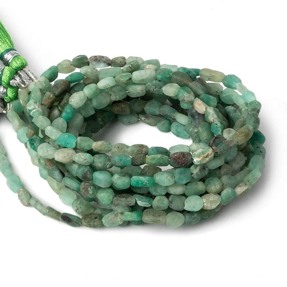 4.5x4-6x4.5mm Matte Colombian Emerald tumbled plain nuggets 12 inch 54 beads A - Beadsofcambay.com