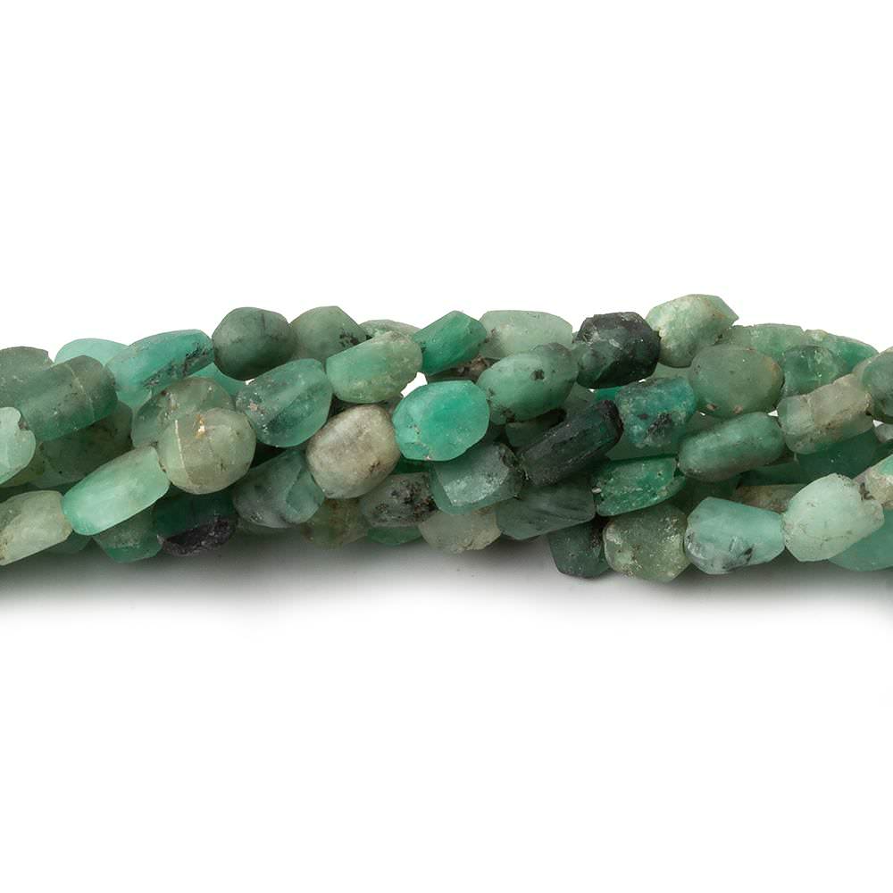 4.5x4-6x4.5mm Matte Colombian Emerald tumbled plain nuggets 12 inch 54 beads A - Beadsofcambay.com