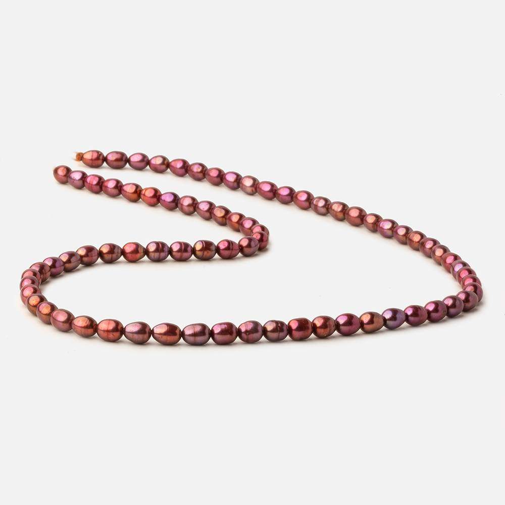 4.5x5-4.5x5.5mm Tri Color Red straight drilled Oval freshwater pearls 15 inch 74 pieces A - Beadsofcambay.com