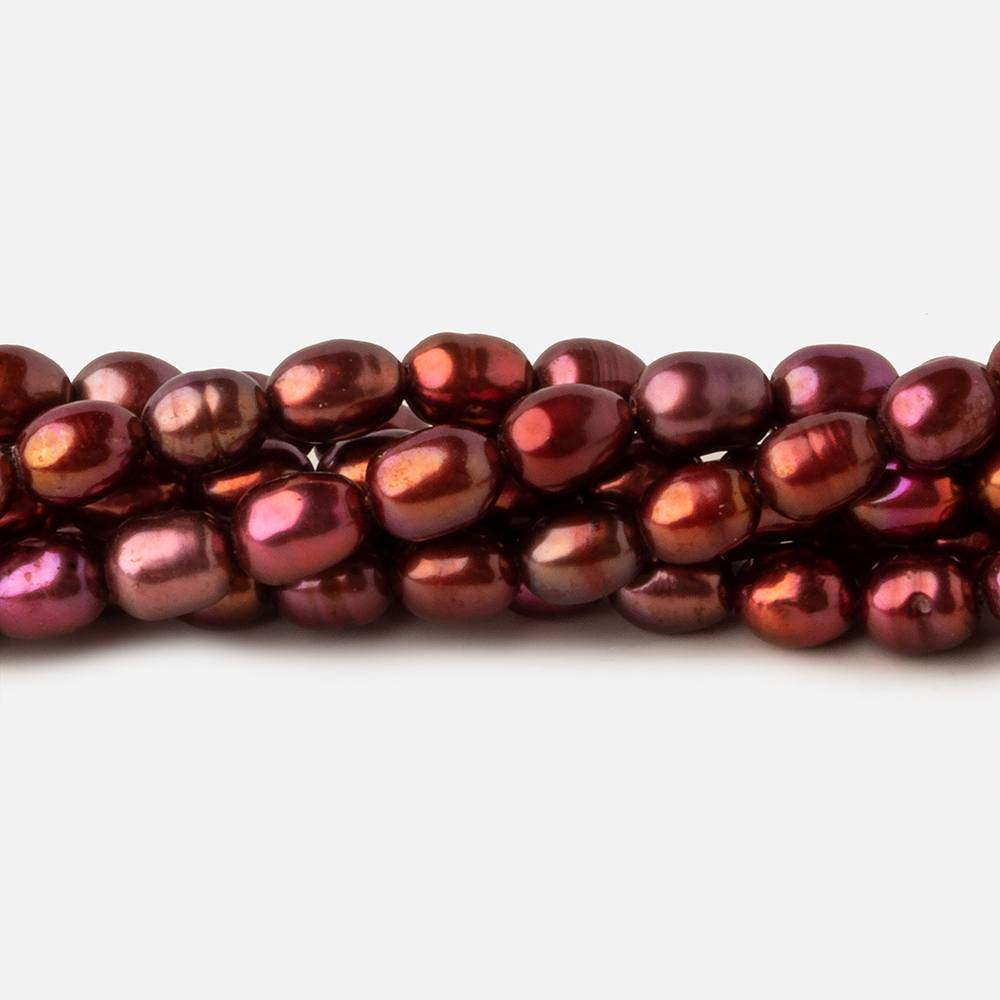 4.5x5-4.5x5.5mm Tri Color Red straight drilled Oval freshwater pearls 15 inch 74 pieces A - Beadsofcambay.com