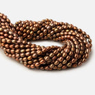 4.5x5.5-5x7mm Tri Color Brown straight drilled Oval freshwater pearls 15 inch 59 pieces A - Beadsofcambay.com