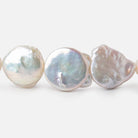 16mm Off White Coin Freshwater Pearls 14.5 inch 21 pieces - BeadsofCambay.com