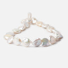 16mm Off White Coin Freshwater Pearls 14.5 inch 21 pieces - BeadsofCambay.com