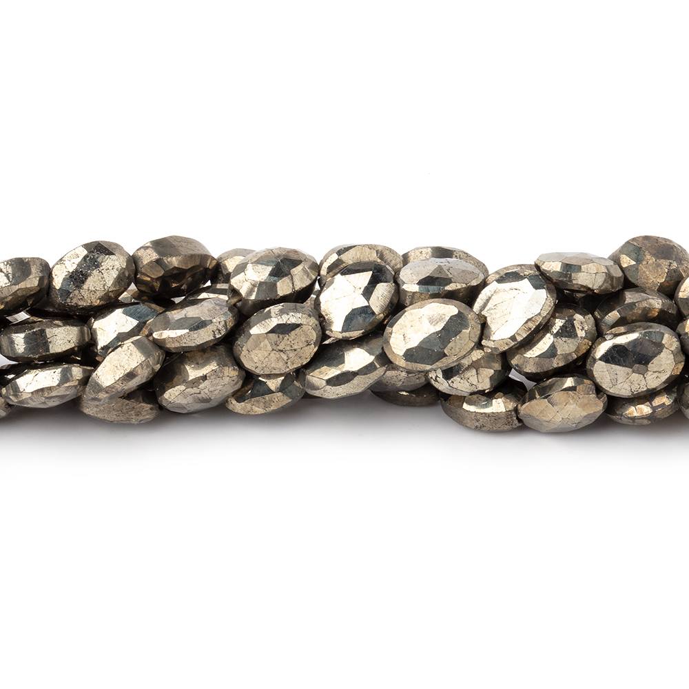 7x5mm Pyrite Faceted Oval Beads 13.5 inch 51 pieces - BeadsofCambay.com