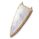 46x18mm Vermeil CZ Bezel Rainbow Moonstone Point 2 Ring Pendant 1 piece - Beadsofcambay.com