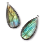 46x23mm Black Gold Bezeled Plain Pear Pendant 1 piece - Beadsofcambay.com