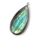 46x23mm Black Gold Bezeled Plain Pear Pendant 1 piece - Beadsofcambay.com