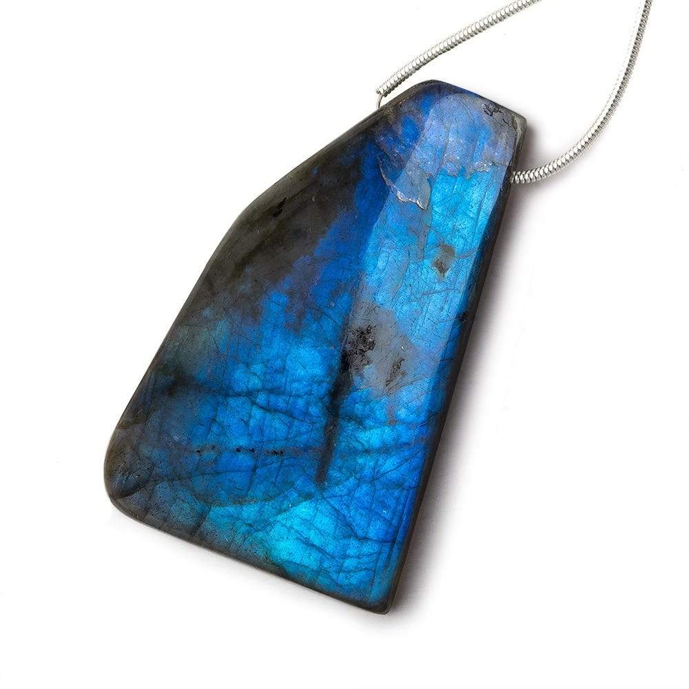 46x28x7mm Neon Blue Labradorite fancy shape focal bead 1 piece - Beadsofcambay.com