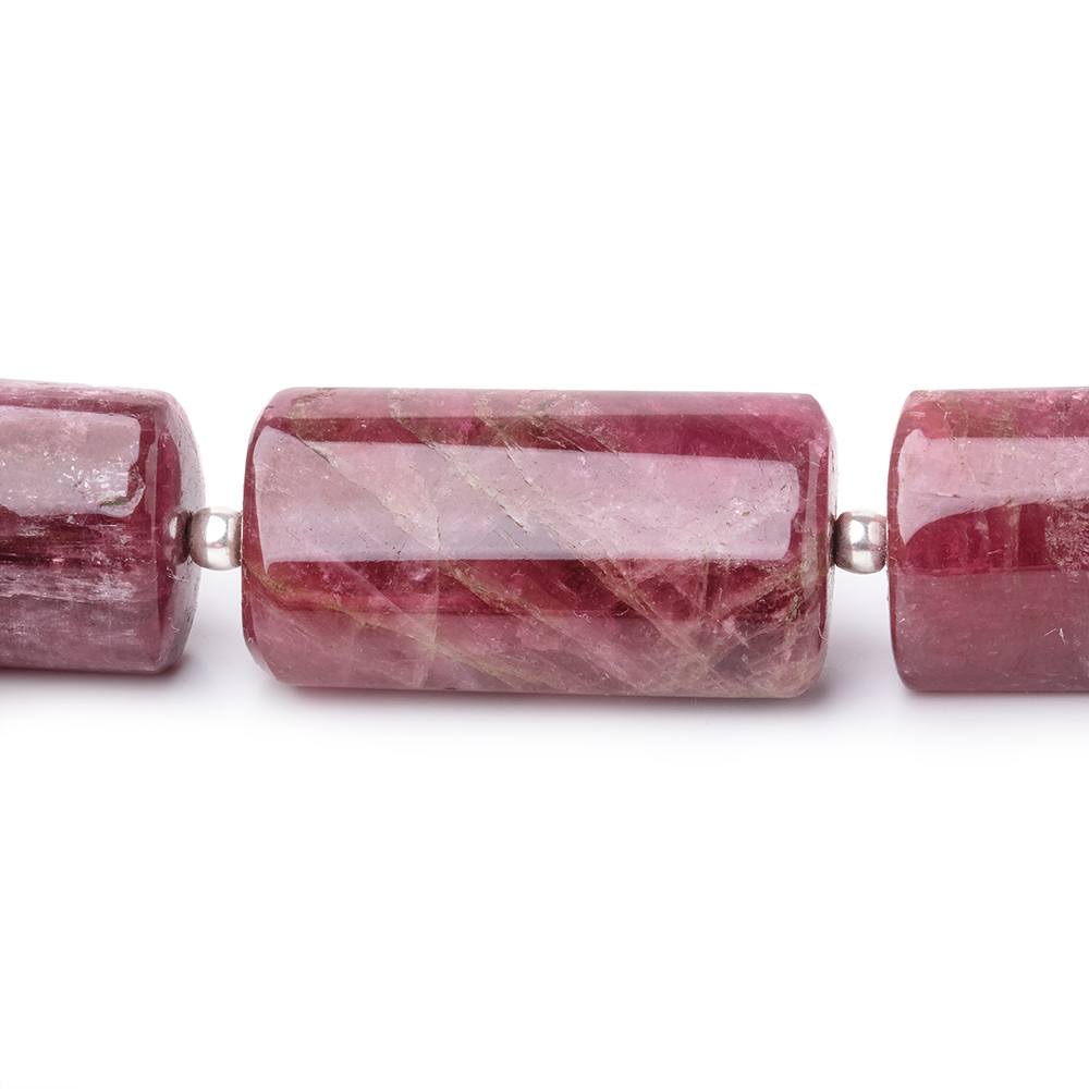 17x13-30x16mm Rubelite Tourmaline Tube beads 17inch 19 pieces AA - BeadsofCambay.com