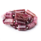 17x13-30x16mm Rubelite Tourmaline Tube beads 17inch 19 pieces AA - BeadsofCambay.com